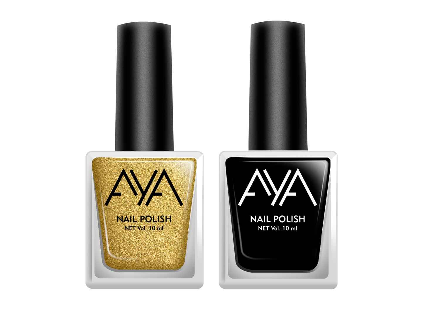Buy AYA Nail Polish Combo Set of 2 - Black and Golden 10 ml each - Purplle