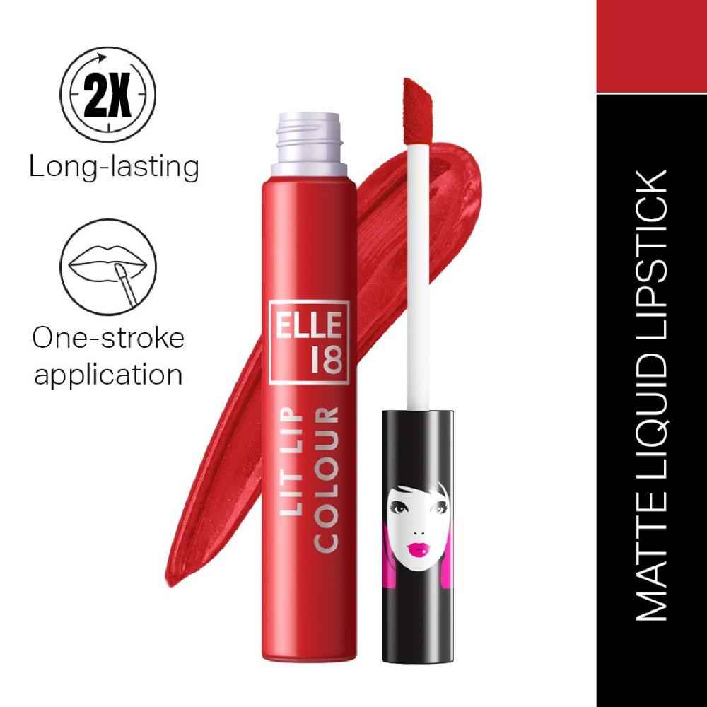 Buy Elle18 Liquid Lip Color|| Rhubarb Red|| 5.6 ml - Purplle