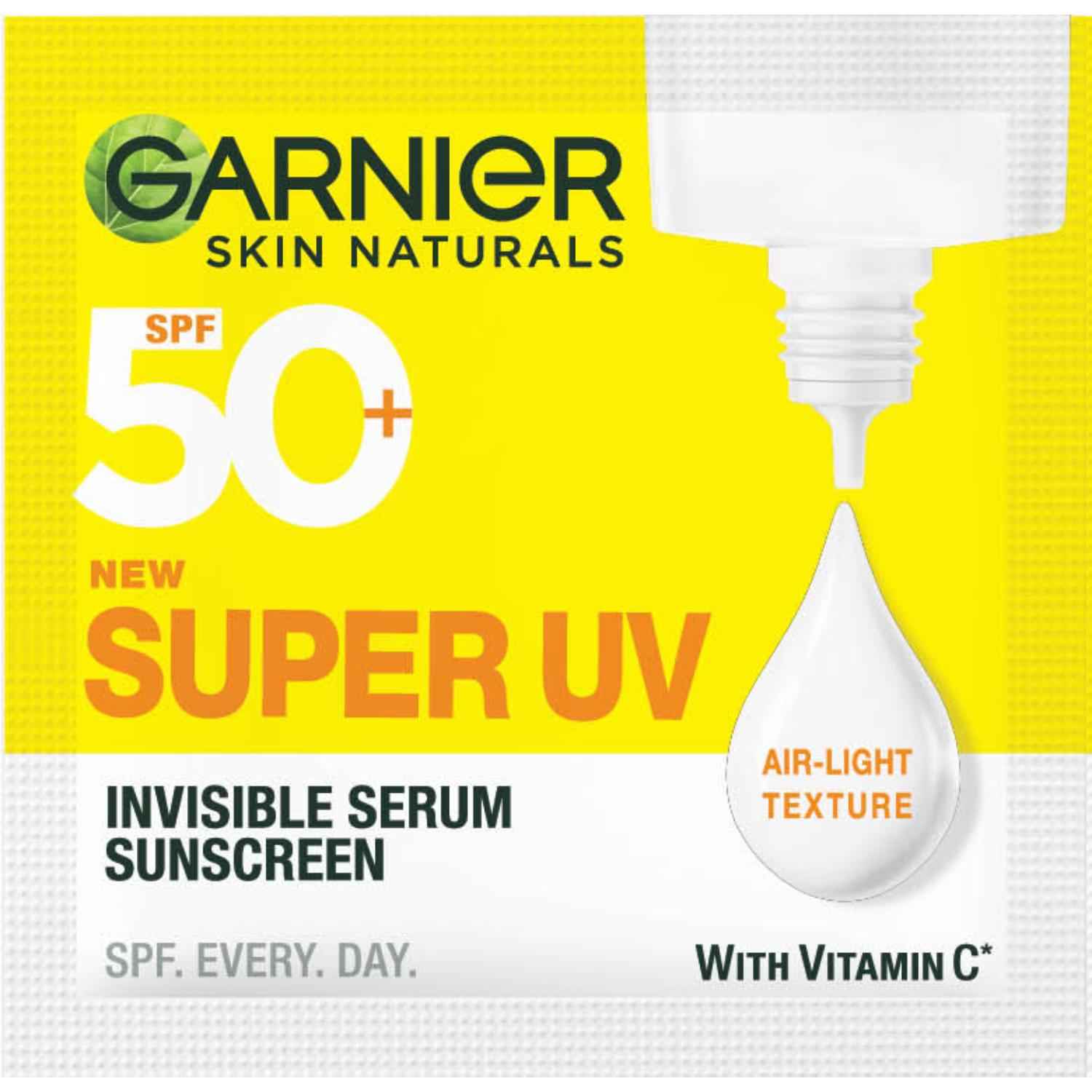 Buy Garnier Super UV Invisible Serum Sunscreen sample with education leaflet SPF 50 PA++++ UVA/B for Broad Spectrum | Lightweight with Vitamin C | No White Cast | For All Skin Types (Oily, Dry, Acne-prone) | For Men & Women - 1.5 ml - Purplle