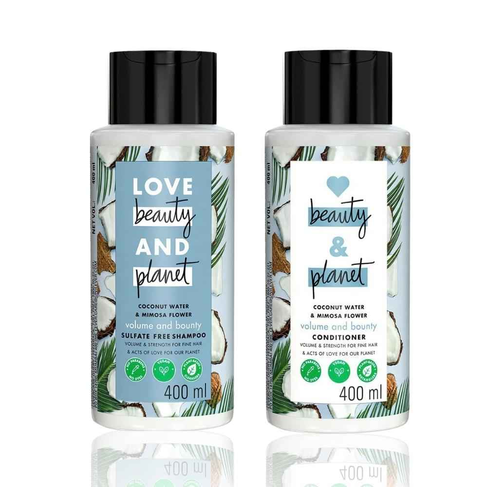 Buy Love Beauty Planet Coconut Water and Mimosa Flower Sulfate Free Volume and Bounty Shampoo 400 ml + Conditioner (400 ml) - Purplle