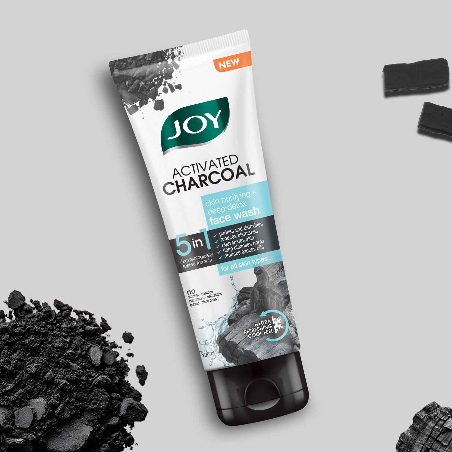 Buy Joy Activated Charcoal Face Wash for Oily Skin (100 ml) | Controls Oil & Removes Dirt & Blackheads | Fights Pollution, Reduces Acne & Pimples For a Clearer & Smoother Skin - Purplle
