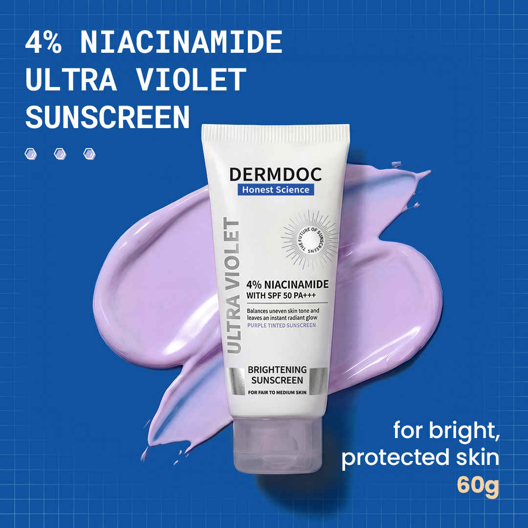 Buy DERMDOC SPF 50 4% Niacinamide Ultra Violet Brightening Sunscreen (60 gm) | PA+++ | Sunblock I Sunscreen for Oily Skin I UV Protection I Shine Free Formula - Purplle