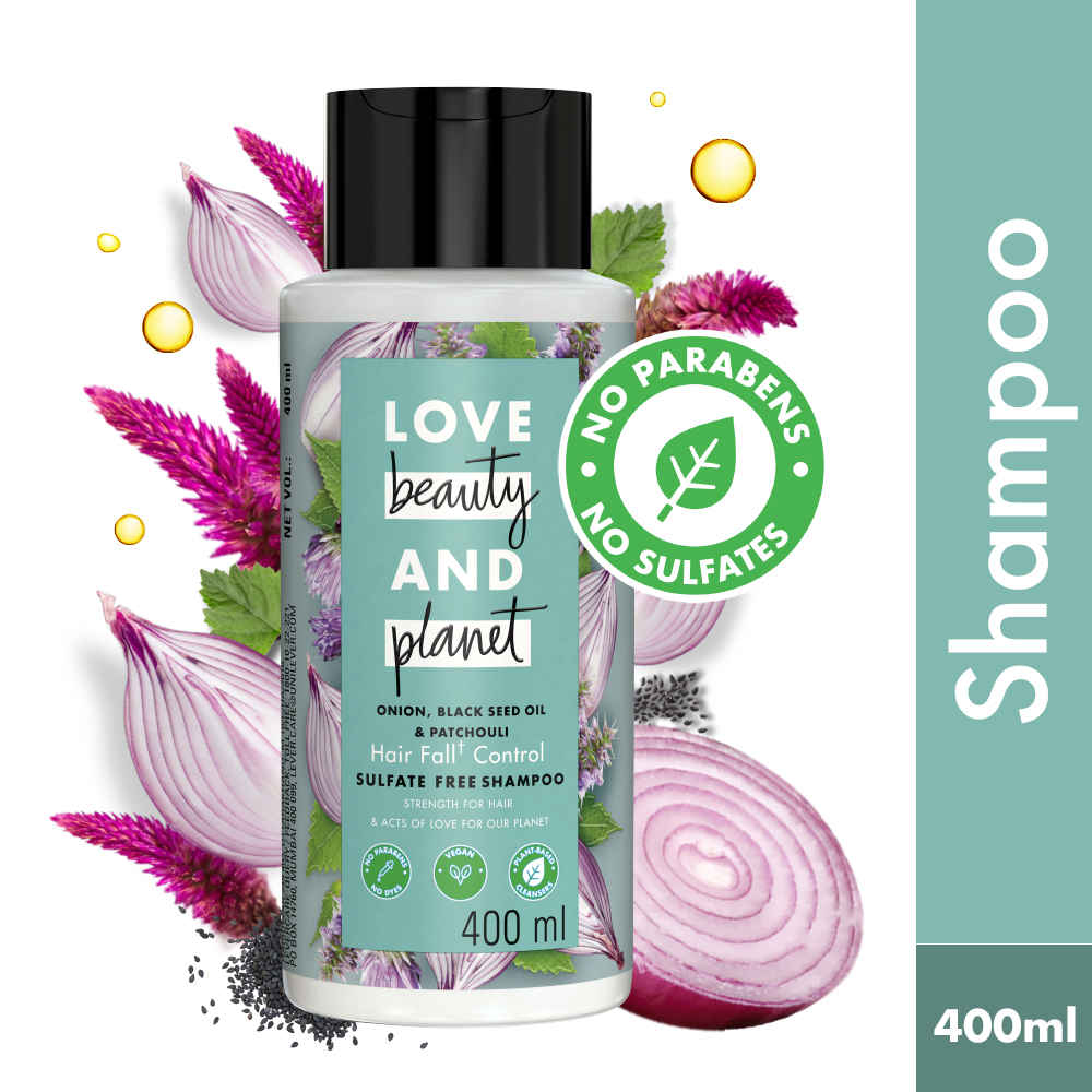 Buy Love Beauty Planet Onion, Blackseed & Patchouli Hairfall Control Sulfate Free Shampoo, 400 ml - Purplle