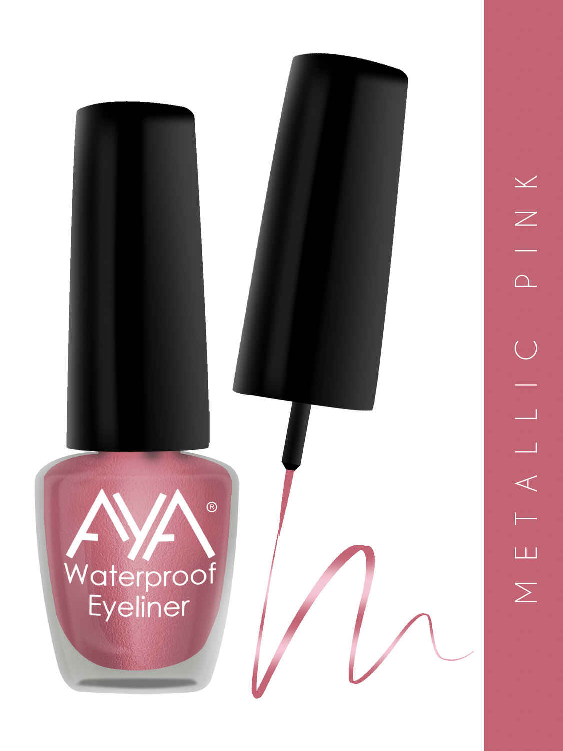 Buy AYA Eye Make up Combo - 24 Hrs Long Lasting & Waterproof Eyeliner Metallic Pink (5 ml) + Waterproof Kohl Kajal Jet Black (0.28 gm) Combo of 2 - Purplle