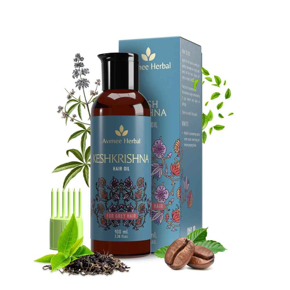 Buy AVIMEE HERBAL Keshkrishna Hair Oil | With Indigo, Amla, Currly Leaf and Henna Oil | Mineral Oil Free | 100 ml - Purplle