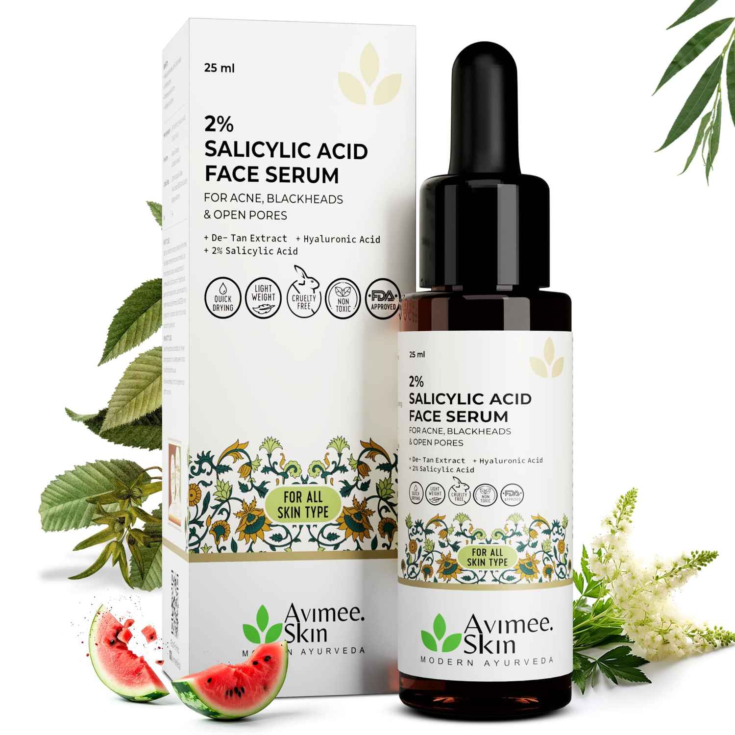 Buy AVIMEE HERBAL 2% Salicylic Acid Face Serum For Acne, Blackheads & Open Pores | Reduces Excess Oil & Bumpy Texture | For Acne Prone or Oily Skin | 25 ml - Purplle
