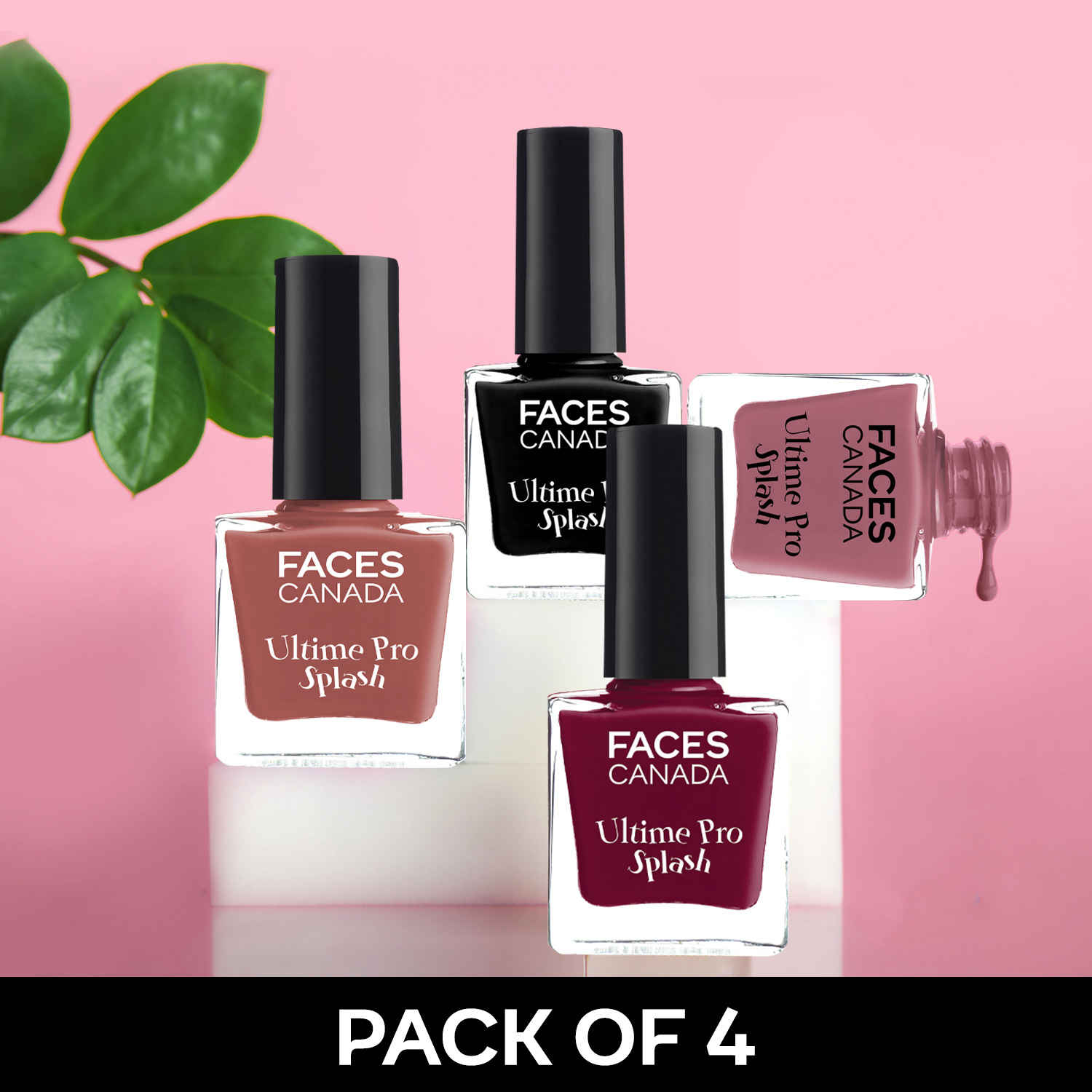 Buy FACES CANADA Ultime Pro Splash Nail Enamel - Set of 4 - Black Beauty 15, Plum 207, Marooned 401, Marmalade 108 (8ml x 4) - Purplle