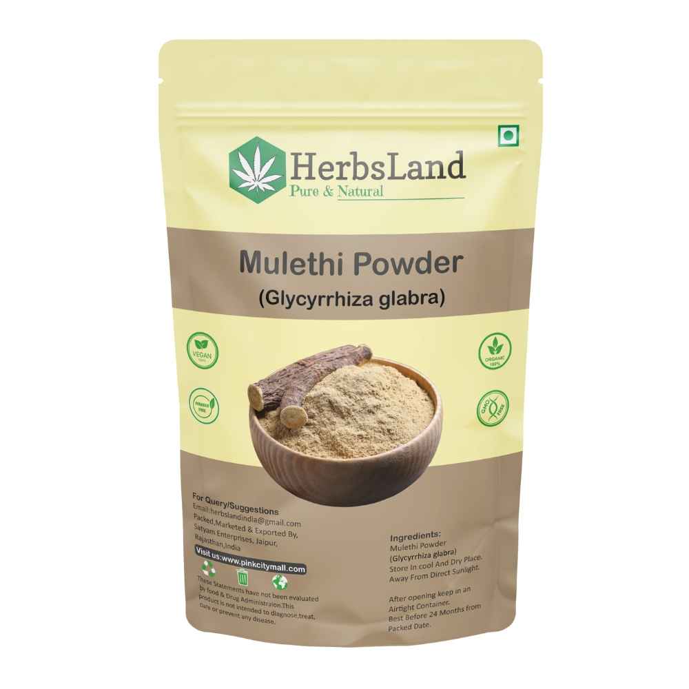 Buy Herbsland Pure Mulethi Powder - Natural Skin Brightening & Detox | Herbal Face Pack | Licorice Extract | 100 gm - Purplle