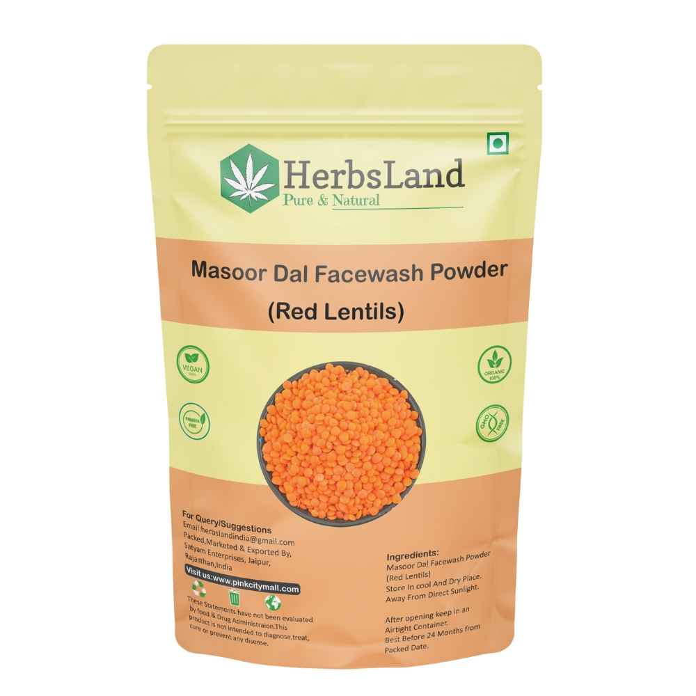 Buy Herbsland Masoor Dal Face Pack Powder - Natural Skin Brightening & Glow | Ayurvedic Face Pack | Red Lentil Powder | 200 gm - Purplle