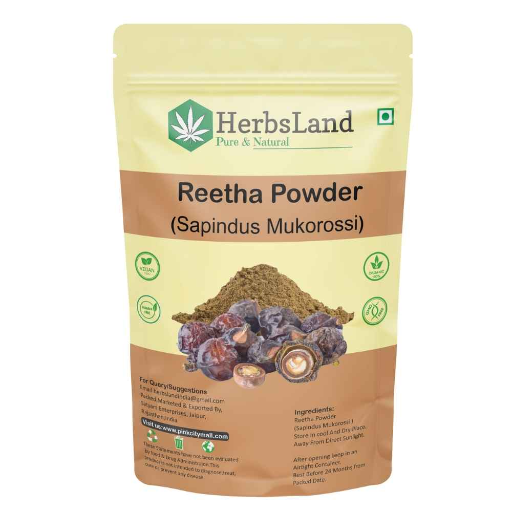 Buy Herbsland Pure Reetha Powder - Natural Remedy For Dandruff, Scalp Care & Shiny Hair | Herbal Hair Cleanser | 100 gm - Purplle