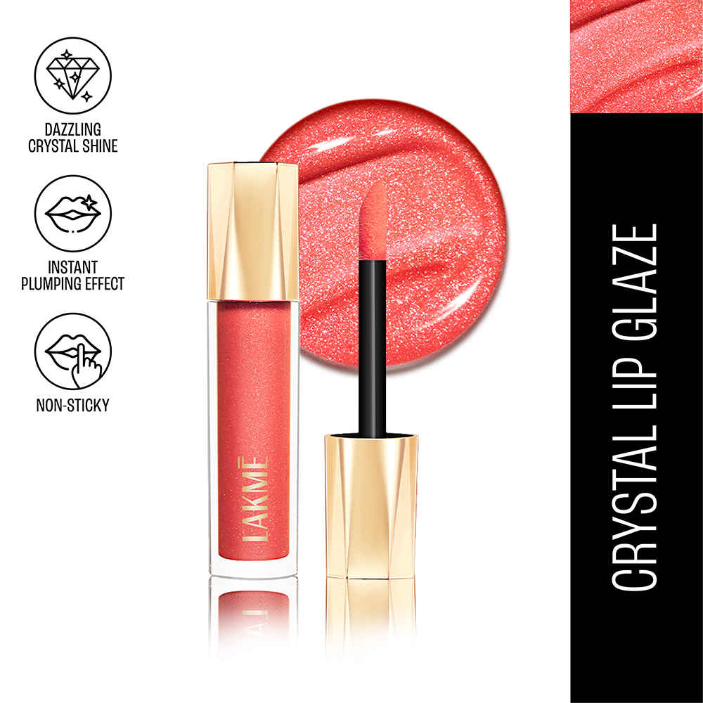 Buy Lakme Glitterati Lip Glaze 202 Peach Punch -  For fuller, hydrated lips with crystal shine - 5 ml - Purplle