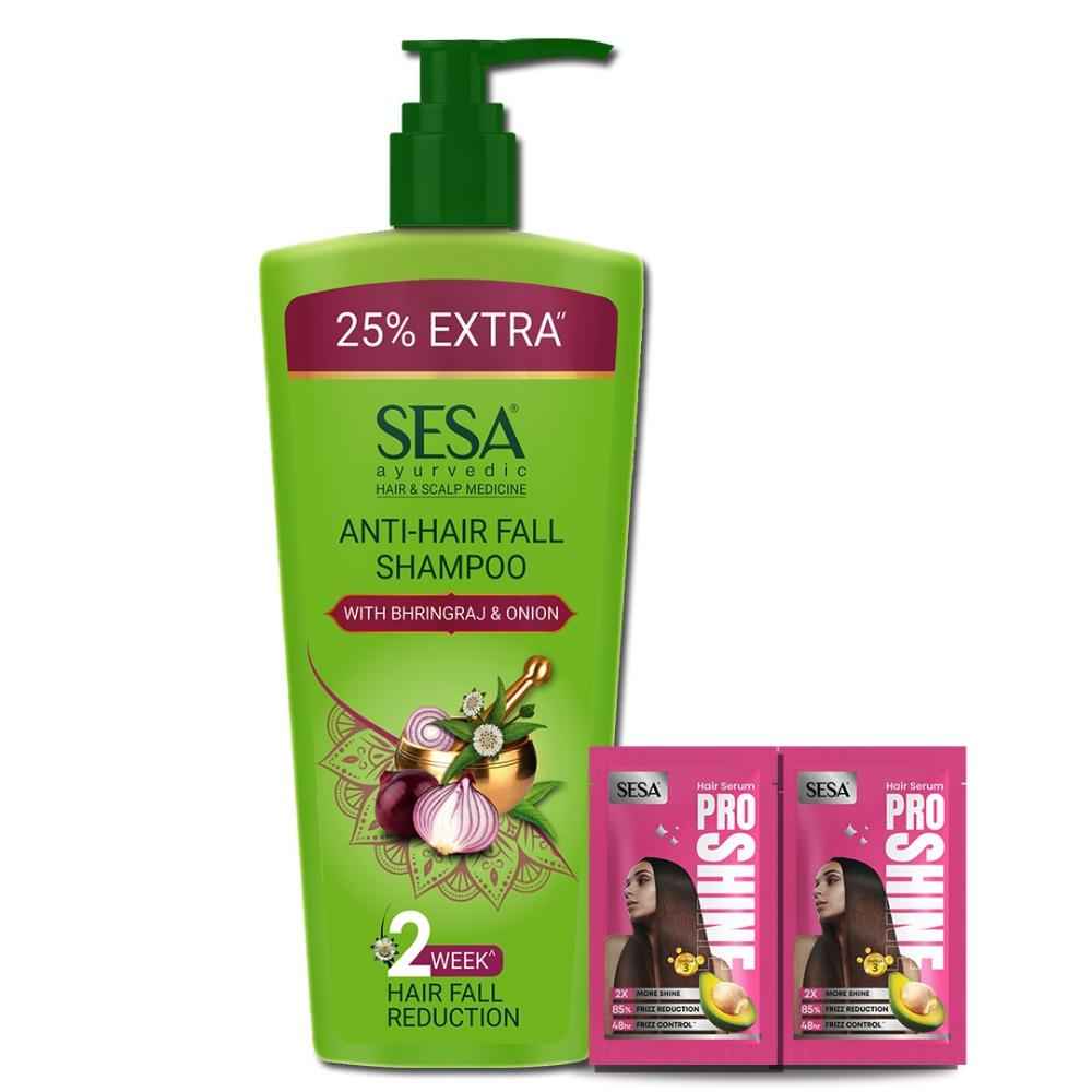 Buy SESA Ayurvedic Anti Hairfall Shampoo For Dry And Frizzy Hair Reduces Hairfall Made With 6 Ayurvedic Herbs Paraben Free Shampoo - 500 ml with Free Serum - Purplle