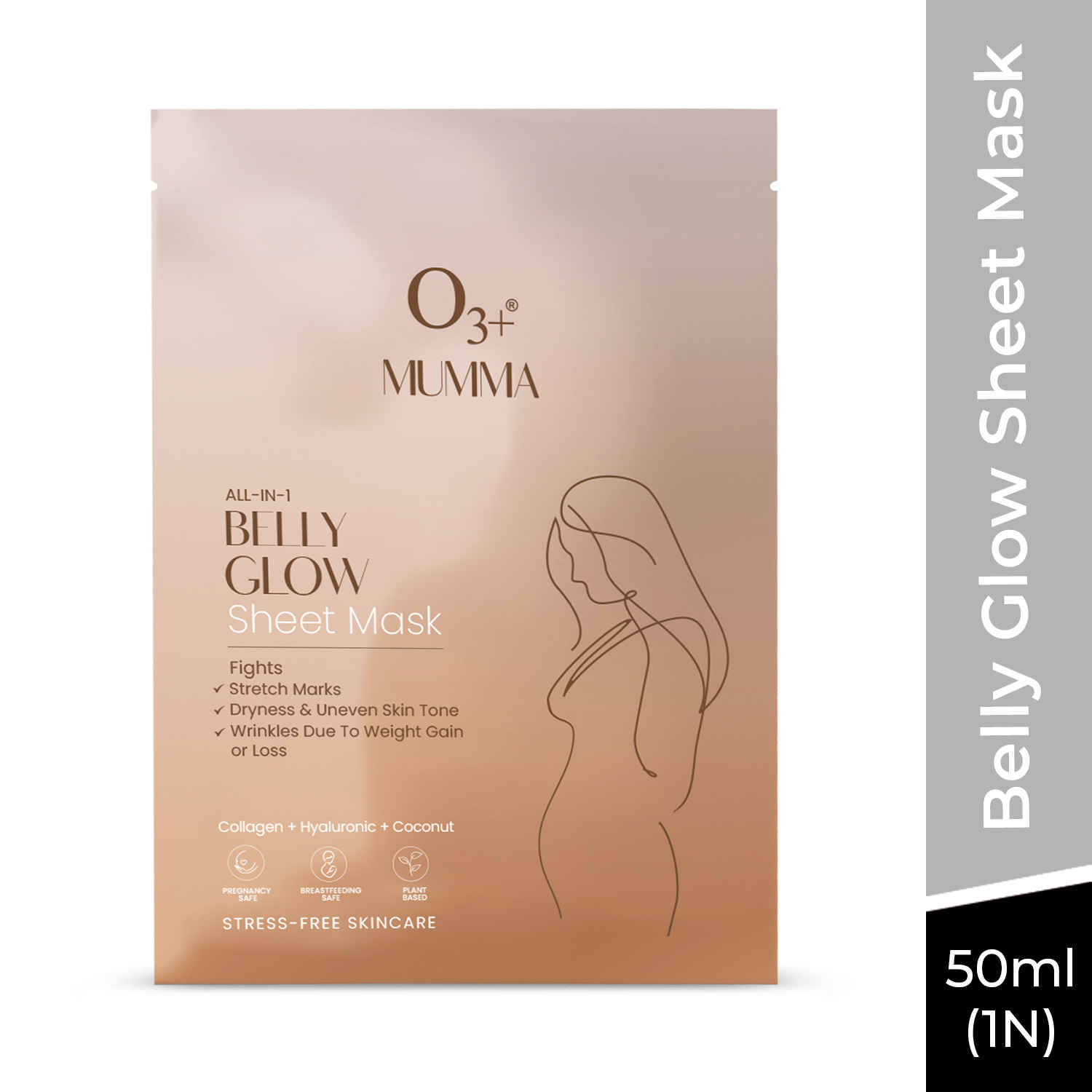 Buy O3+ Belly Glow Hydrating Sheet Mask | Eases Stretch Marks Pregnancy Safe Skincare With Bio Nourish Oil (50 ml) - Purplle