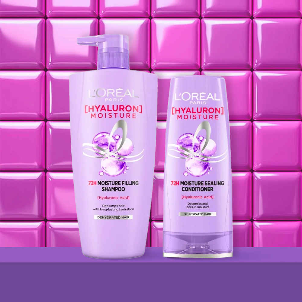Buy L'Oreal Paris Hyaluron Moisture Hair Care Duo 3 (Hyaluron Moisture 72H Moisture Shampoo (1 L) Hyaluron Moisture 72H Moisture Conditioner (180 ml)) Combo of 2 - Purplle