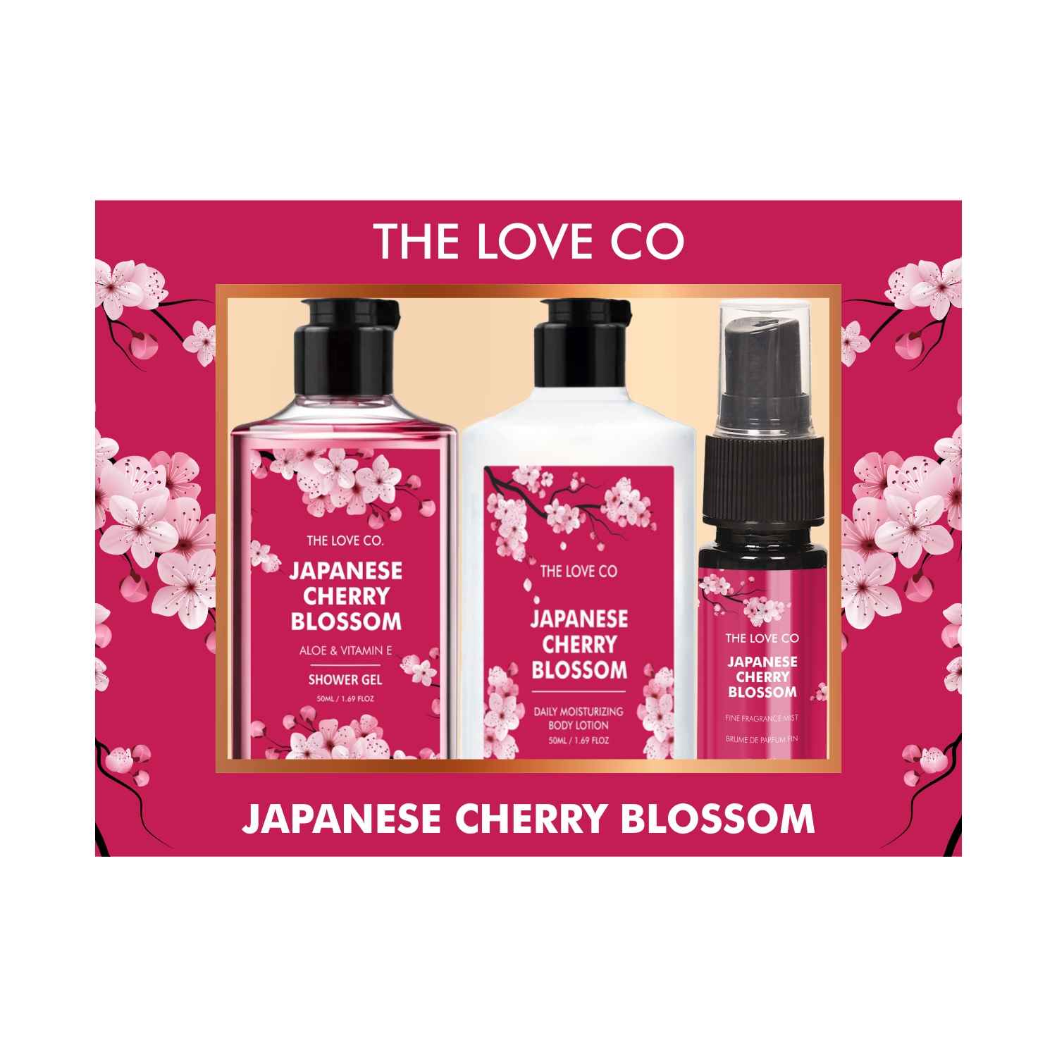 Buy The Love Co Japanese Cherry Blossom Gift Collection | Indulge in Travel Pack Shower Gel, Body Lotion & Shampoo | Ideal Birthday & Special Occasion Hamper - Pack of 3 - Purplle