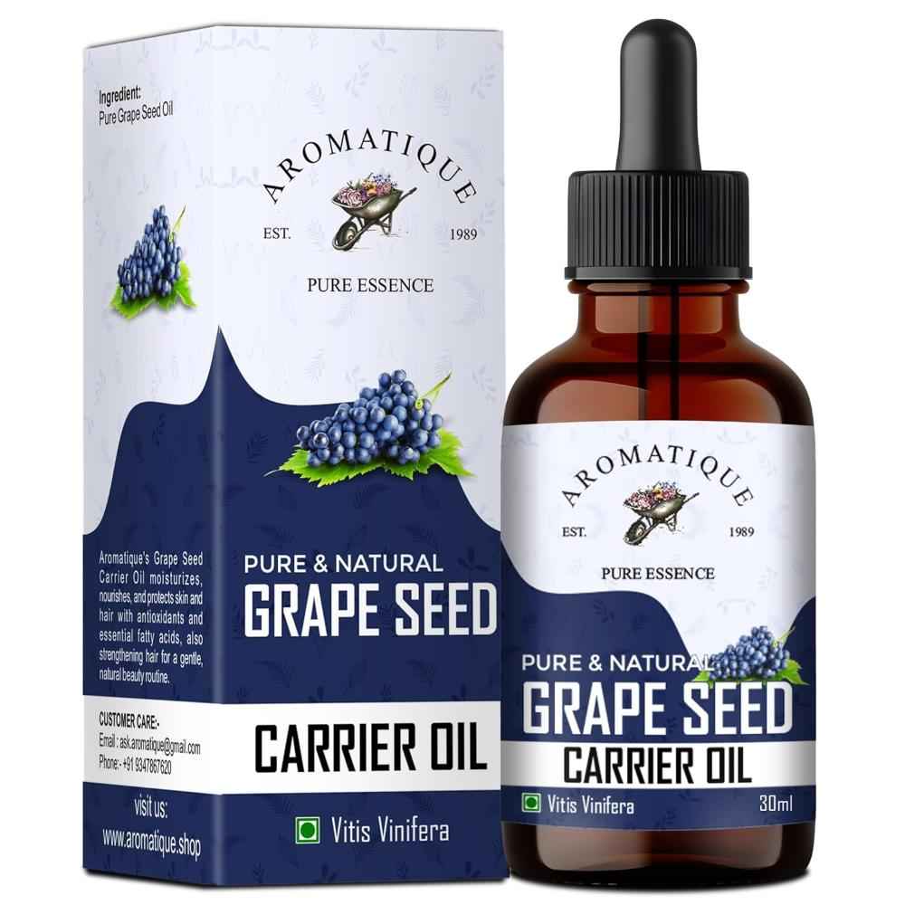 Buy Aromatique Pure Grape Seed Oil For Hair & Skin- Lightweight Moisturizer for Skin, Hair & Nails, Cold-Pressed, Non-Greasy Carrier Oil For Essential Oil Mixing (30 ml) - Purplle