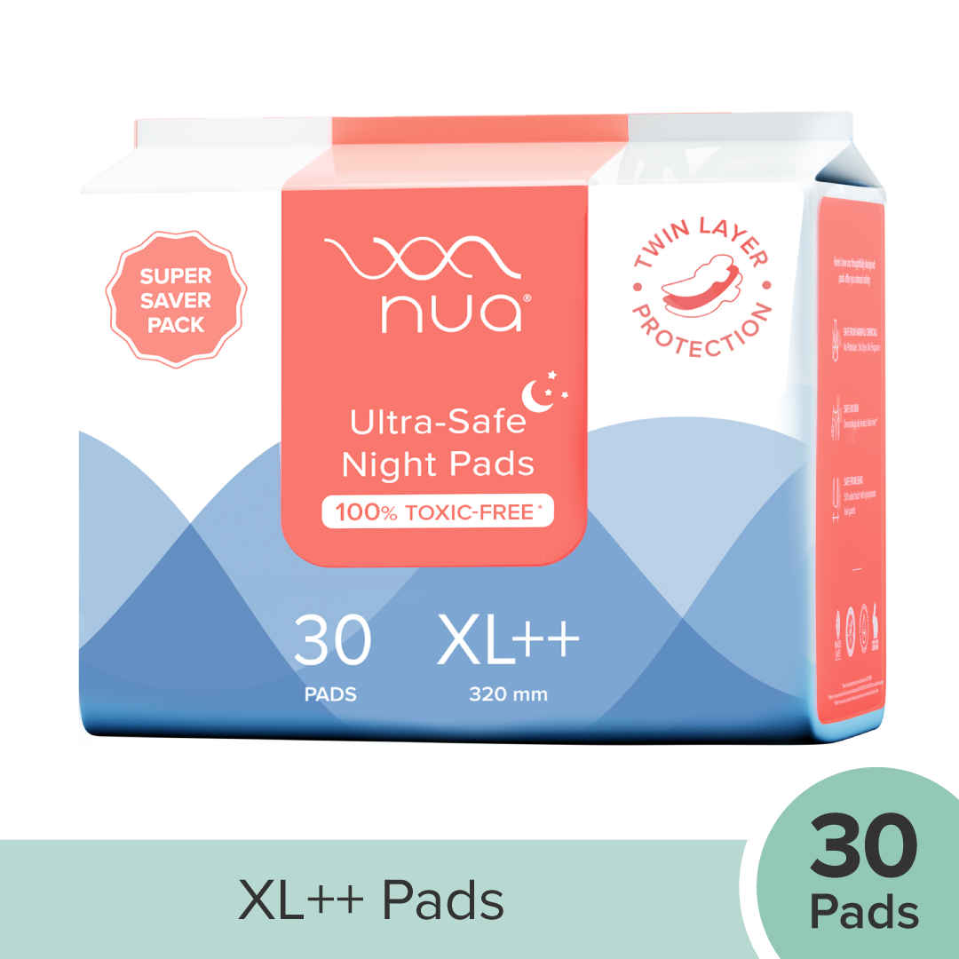 Buy Nua Ultra Safe Overnight Pads with Twin Layer Protection Sanitary Pad Sanitary Pad (Pack of 30) - Purplle