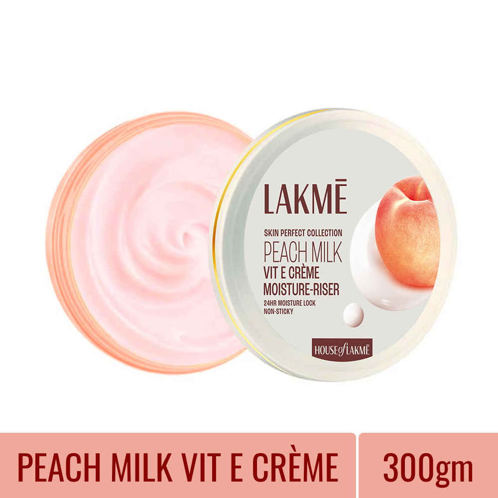 Buy Lakme Peach Milk Soft Creme Light Moisturizer for Face 300 gm, Daily Lightweight Face Lotion with Vitamin E for Soft Skin- Non Sticky 24h Moisture - Purplle