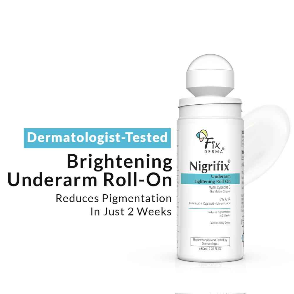 Buy Fixderma Nigrifix Underarm Roll on with 6% AHA, Lactic Acid & 1% Mandelic Acid & Kojic Acid | Brightens Skin & Exfoliates Underarm | For All Skin Type, Men & Women - 60 ml - Purplle