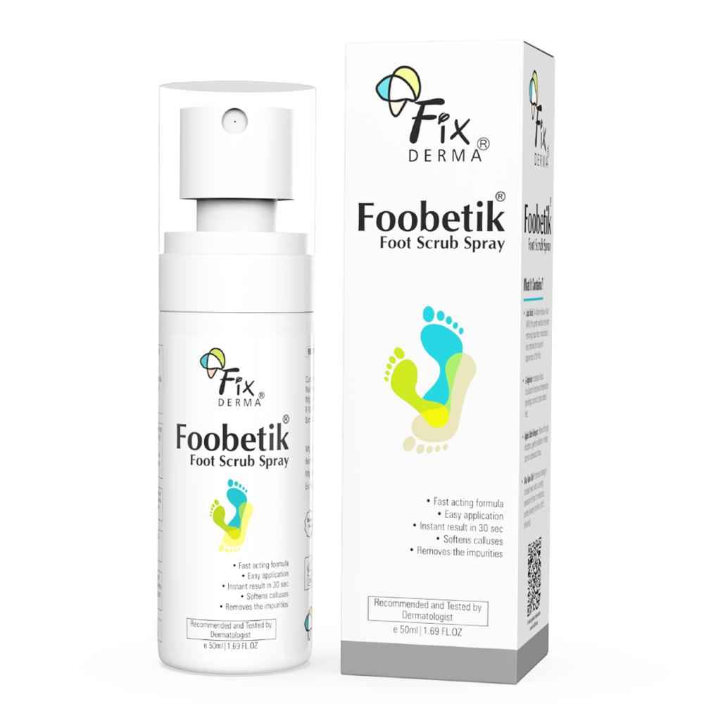 Buy Fixderma Foobetik Foot Scrub Spray with Lactic Acid | 30 sec Foot Facial Spray | Foot Scrubber for Dead Skin | Callus Remover Spray | Heel Scrubber for Feet | Instantly Smooth & Soft Feet - 50 ml - Purplle