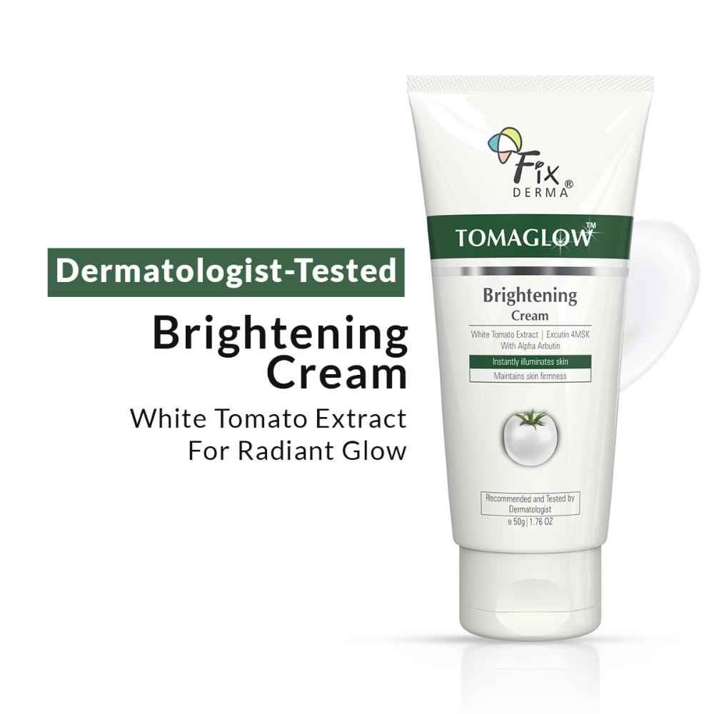 Buy Fixderma Tomaglow Brightening Face Cream with White Tomato Extract, Excutin 4MSK with 2% Alpha Arbutin 4% Niacinamide, Lightens Dark Spots & Instantly Illuminates Skin, Face Cream for Men & women - 50 gm - Purplle