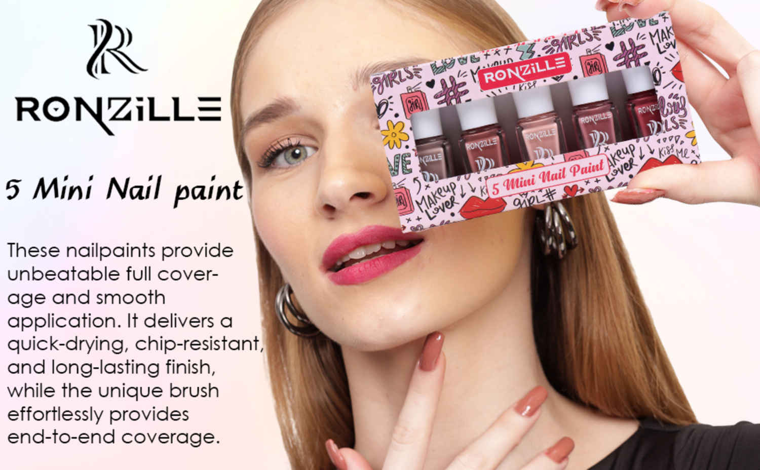 Buy Ronzille Quick Dry and Glossy, Nail Polish Gift Set of 5 Mini Nail Kit-Nude Edition 17.5 ml - Purplle