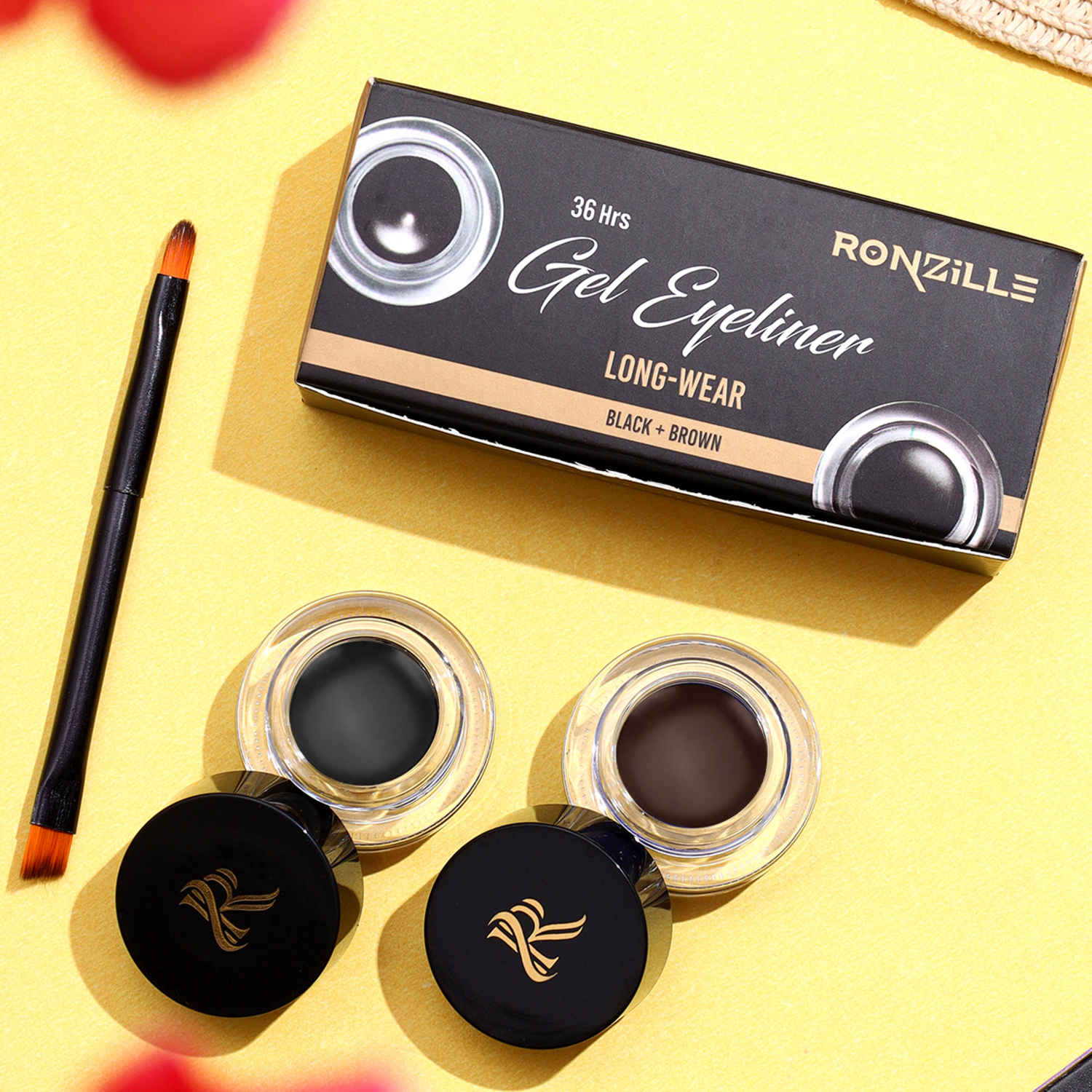 Buy Ronzille 2 in 1 Gel Eyeliner Long-Wear II WaterProof & Smudge Proof 36hrs Long Lasting II II Gel Kajal 6-gm (Black,Brown) - Purplle