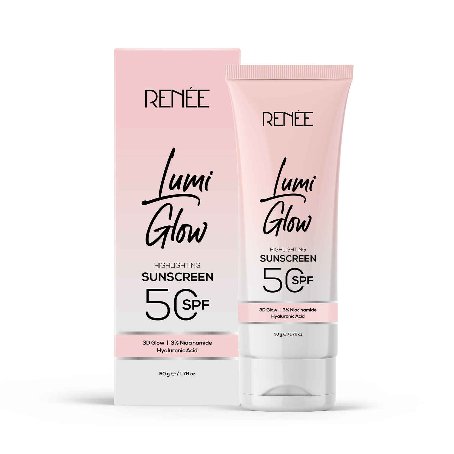 Buy Renee Lumi Glow Highlighting Sunscreen with SPF 50, Lightweight & Non-Sticky, No White Cast, Protact against UVA-UVB, Radiant Finish, Protect, nourishes skin With Niacinamide and Hyaluronic acid, 50 gm - Purplle