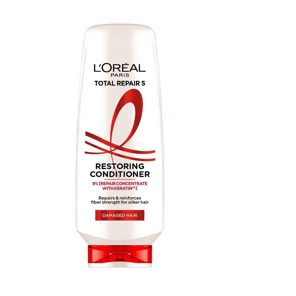 Buy L'Oreal Paris Total Repair 5 Restoring Conditioner With Keratin XS For Damaged Hair, 386 ml - Purplle