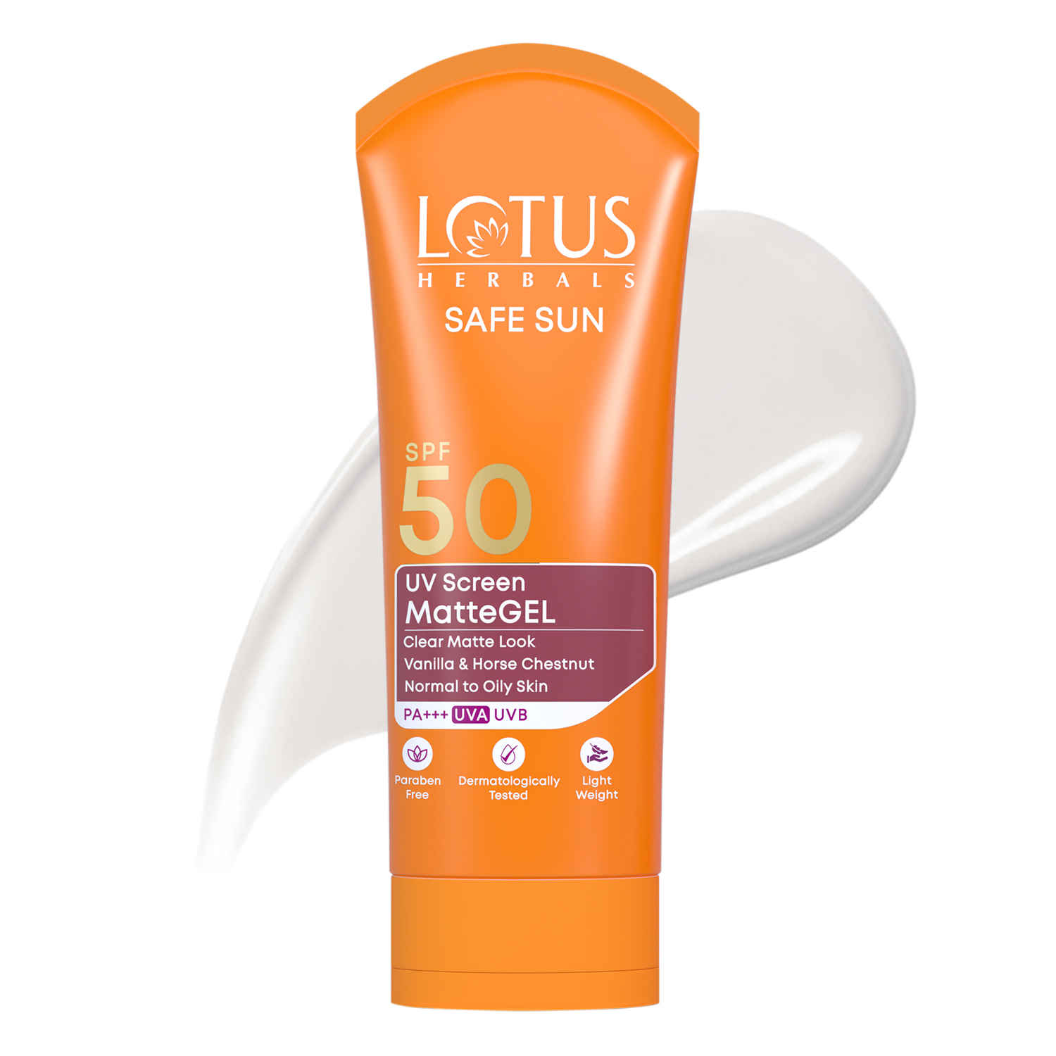 Buy Lotus Herbals Safe Sun Uv Screen Mattegel Ultra Soothing Sunscreen | PA+++ | SPF 50 | Matte Look | Oil Control | For Normal to Oily Skin | 100 gm - Purplle