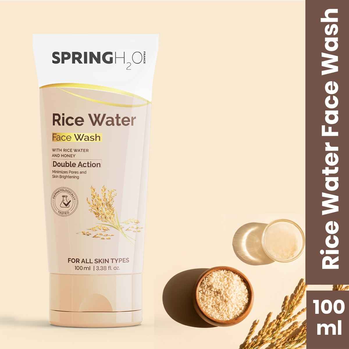 Buy Spring H2O Rice Water Face Wash Minimizes Pores And Skin Brightening 100 ml - Purplle