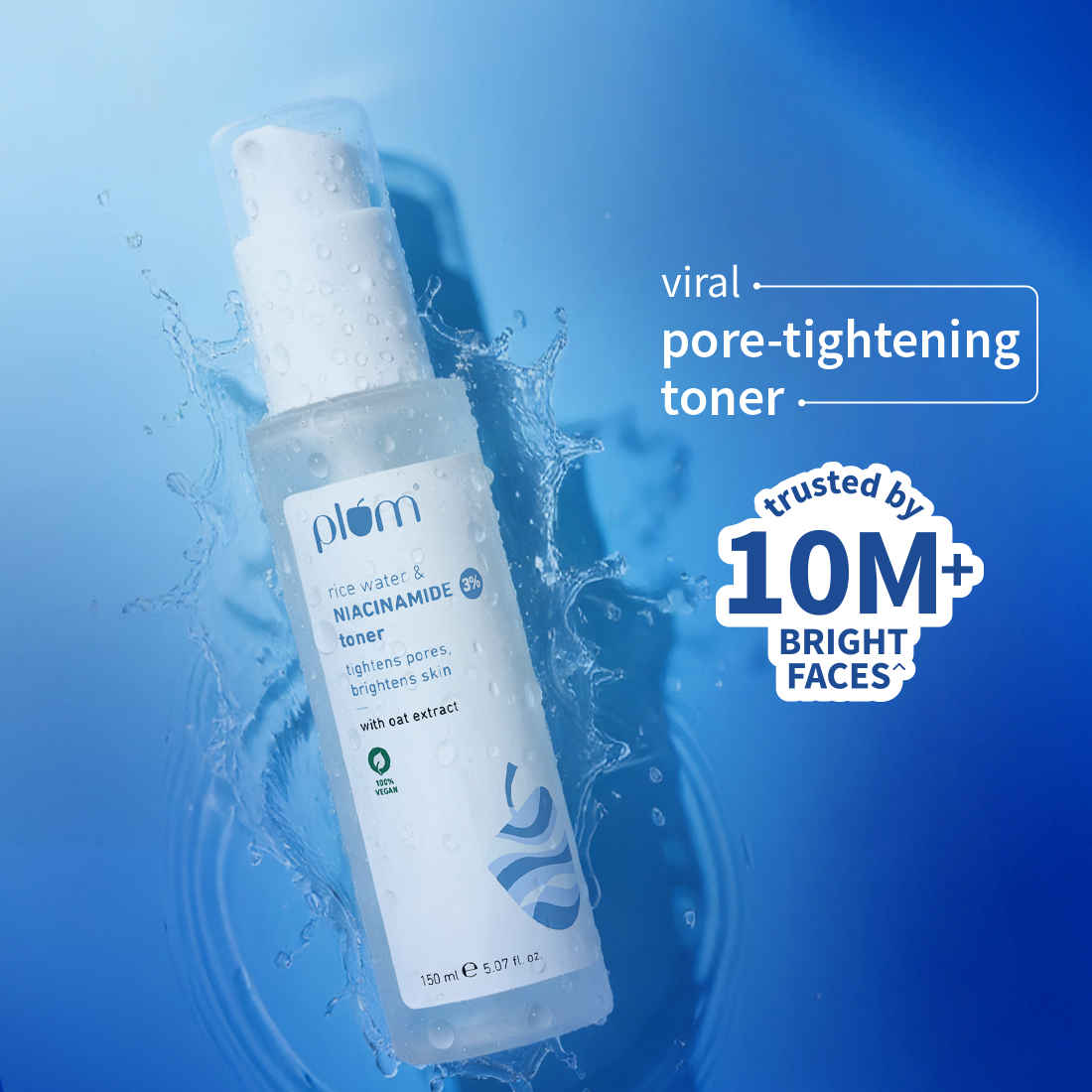 Buy Plum 3% Niacinamide & Rice Water Alcohol-Free Toner - Tightens Pores, Brightens & Fades Blemishes 150 ml - Purplle