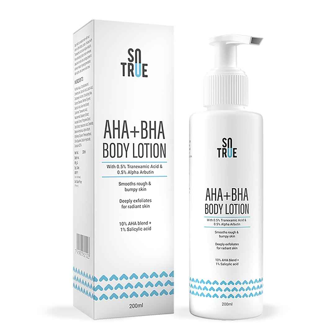 Buy SOTRUE AHA + BHA Body Lotion With 0.5% Tranexamic Acid, 10% AHA Blend & 1% Salicylic Acid, Deeply Exfoliates for Dry Radiant Skin, Body Lotion for Women & Men, for All Skin Types (200 ml) - Purplle