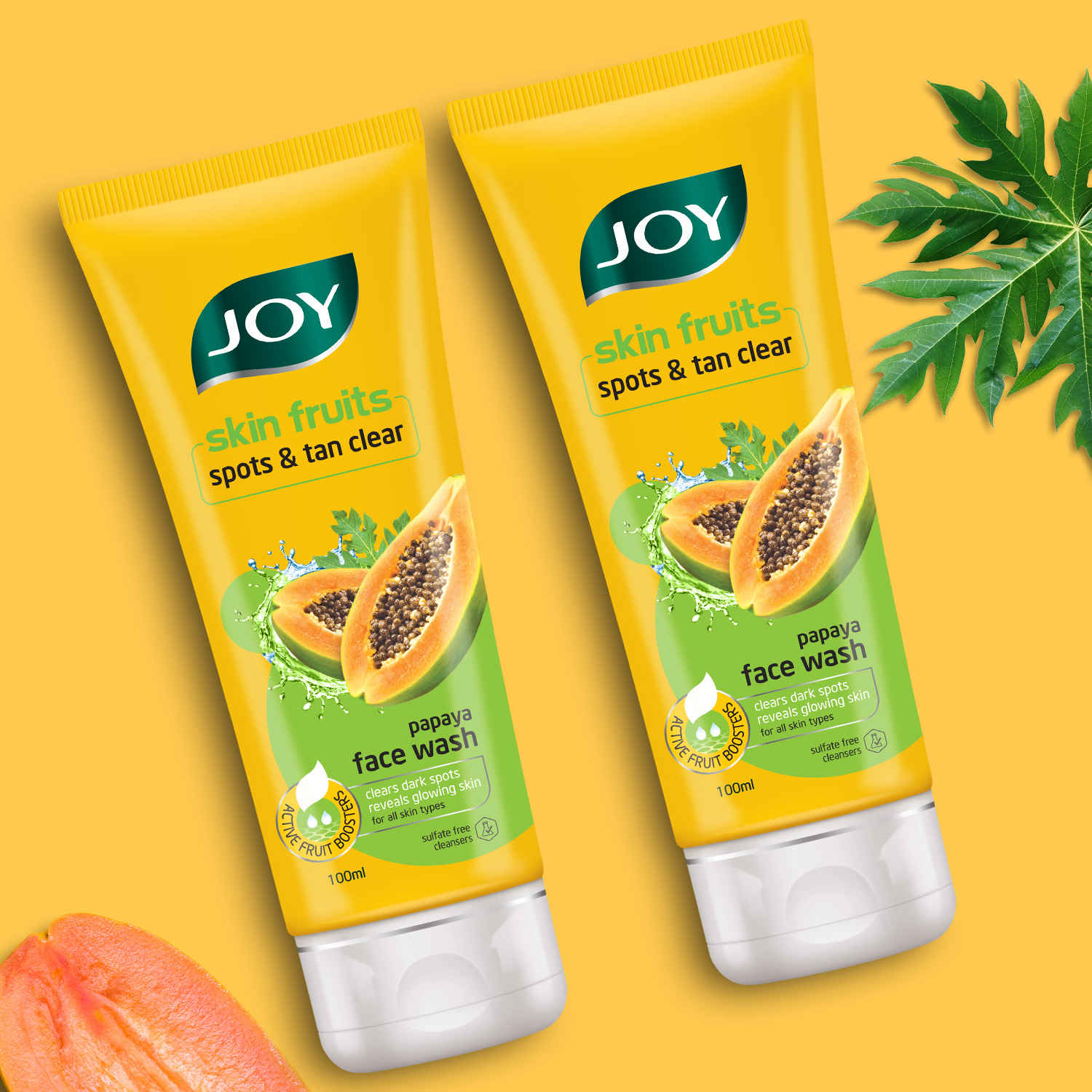 Buy Joy De Tan Papaya Face Wash For Dark Spots, Tan & Dead Skin Removal (100 ml x 2) | Enriched with Vitamin C & Vitamin A | Suitable for All Skin Types - Purplle