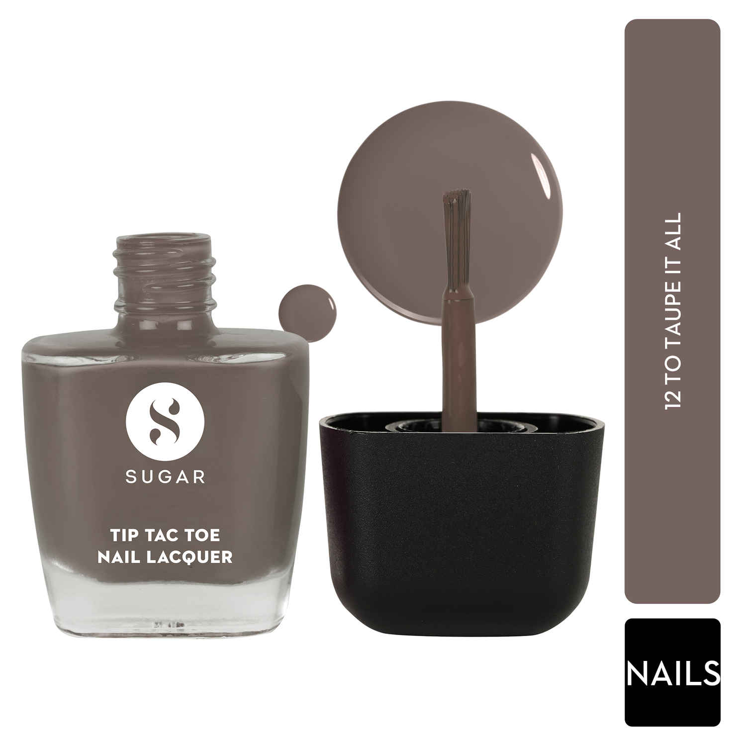 Buy SUGAR Cosmetics Tip Tac Toe Nail Lacquer Classic | Long-lasting, 100% Chip-resistant & Glossy Finish | - 12 To Taupe It All | 9 ml - Purplle