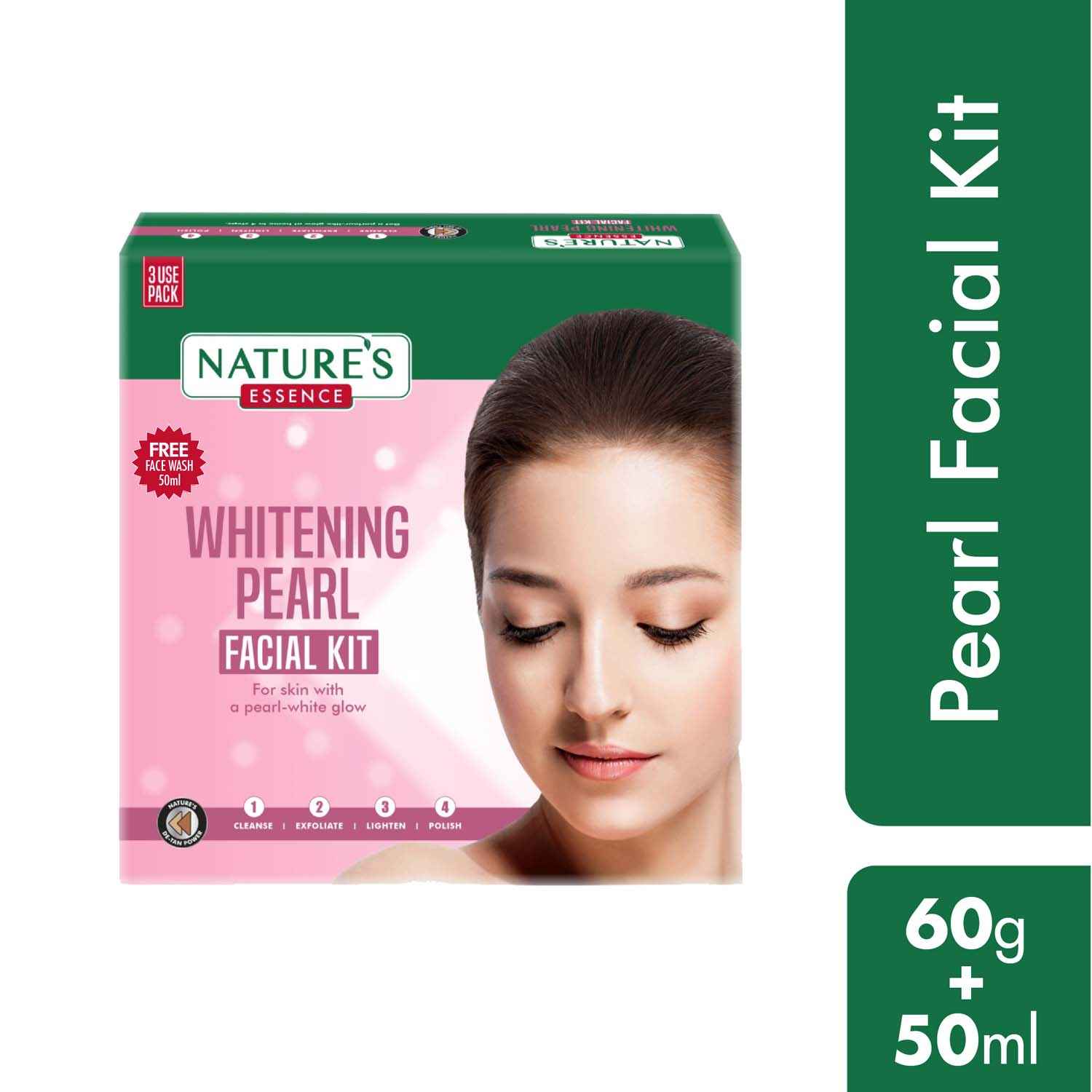 Buy Nature's Essence Whitening Pearl Facial Kit With Free Facewash, 60g+50 ml - Purplle