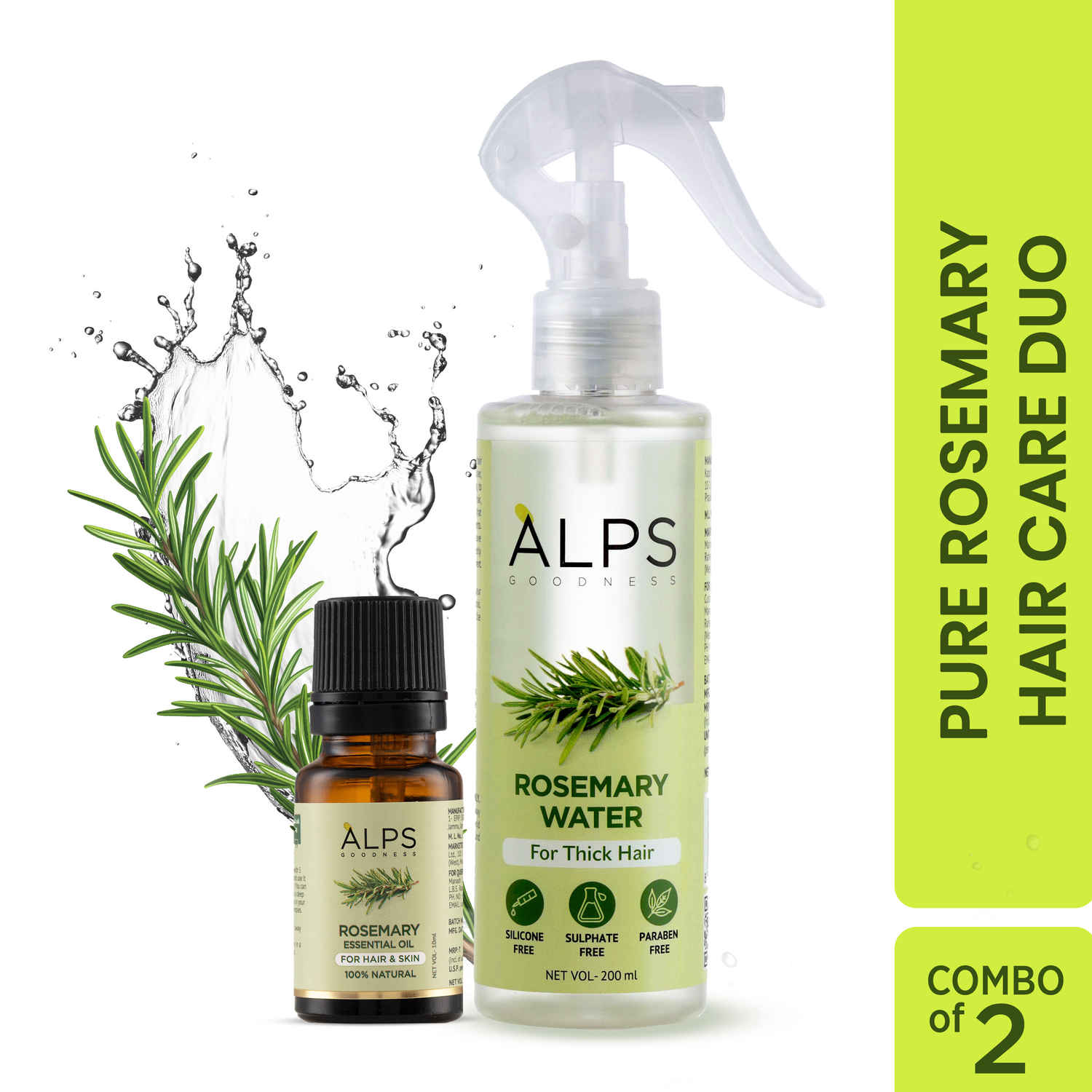 Buy Alps Goodness Rosemary Haircare Power Duo with Rosemary Water (200 ml) & Rosemary Essential Oil (10 ml) | For Thick-Long Hair | Hair Growth Experts - Purplle