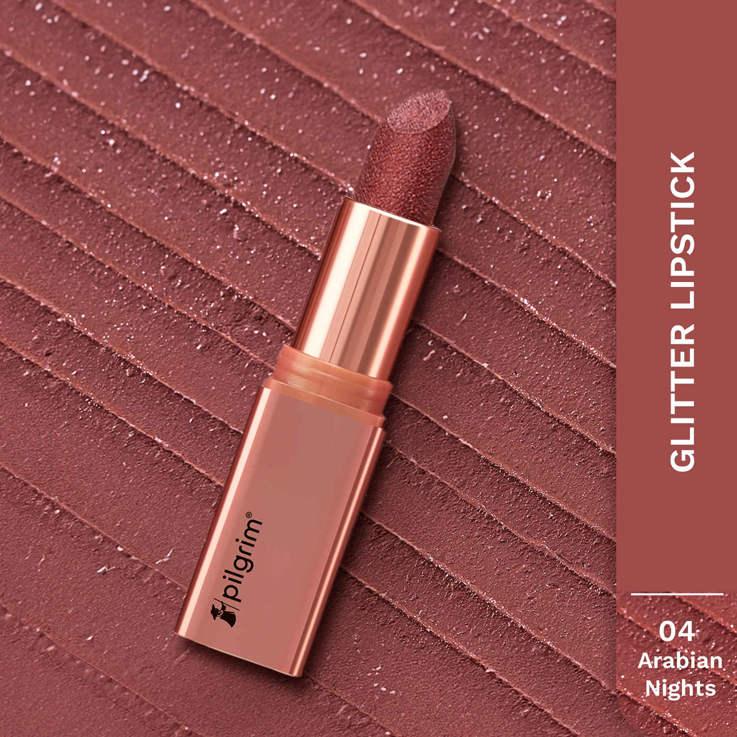 Buy Pilgrim Glitter Lipstick Arabian Nites-04 Luxurious 3-D Glitter Formula With Matte Finish (4.2 gm) - Purplle