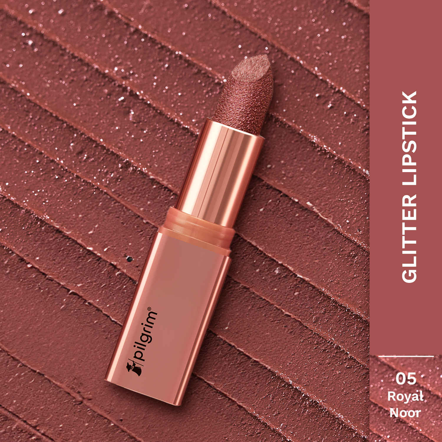 Buy Pilgrim Glitter Lipstick Royal Noor-05 Luxurious 3-D Glitter Formula With Matte Finish (4.2 gm) - Purplle
