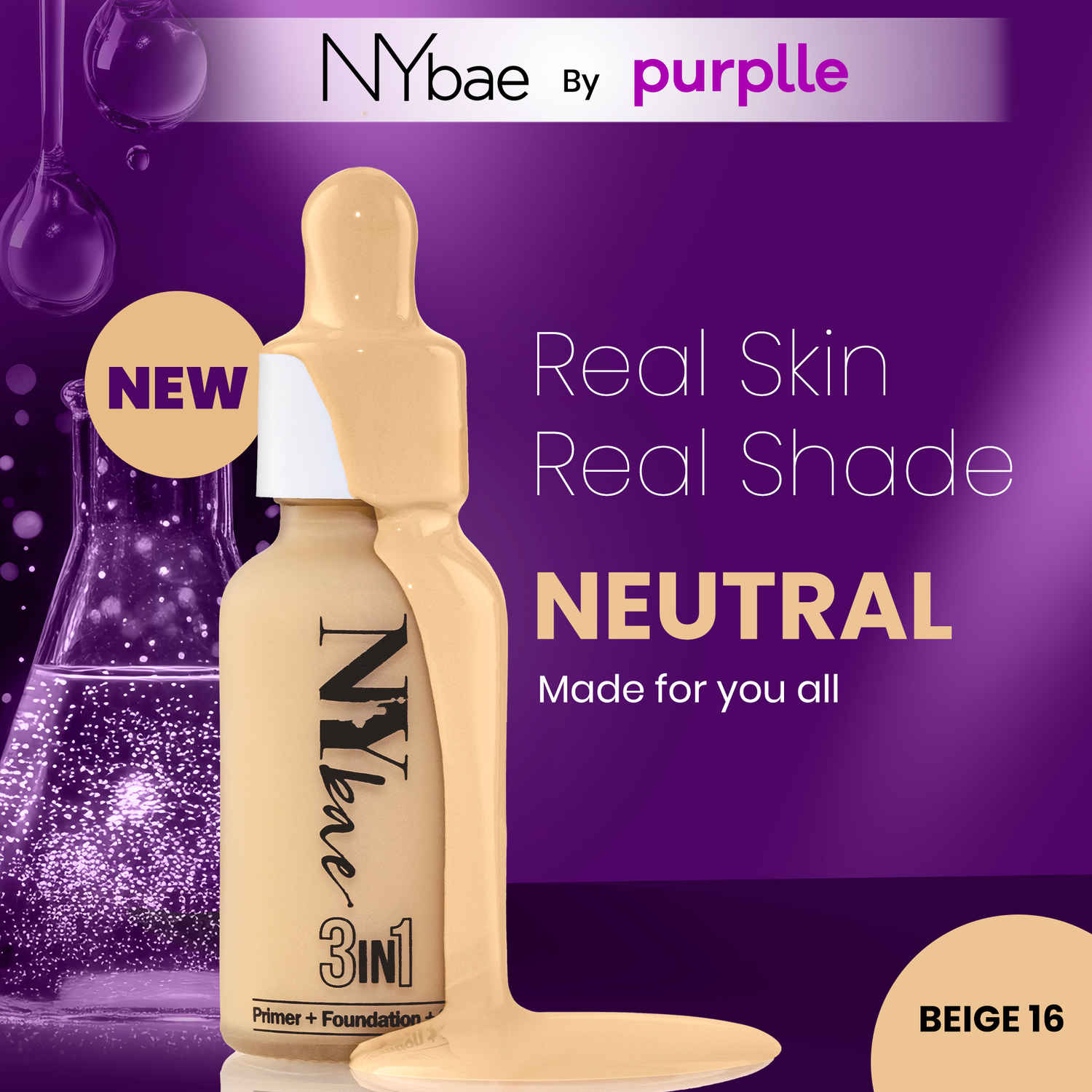 Buy NY Bae 3 in 1 Serum Foundation - Pure Beige 16 (30 ml) - Purplle