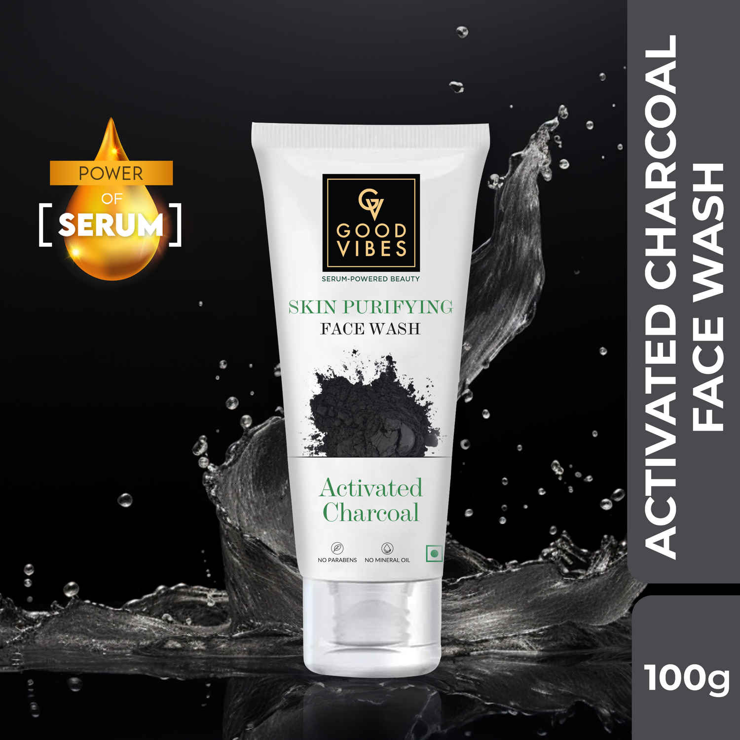 Buy Good Vibes Activated Charcoal Skin Purifying Face Wash | Anti- Pollution Removes Dirt (100 ml) - Purplle