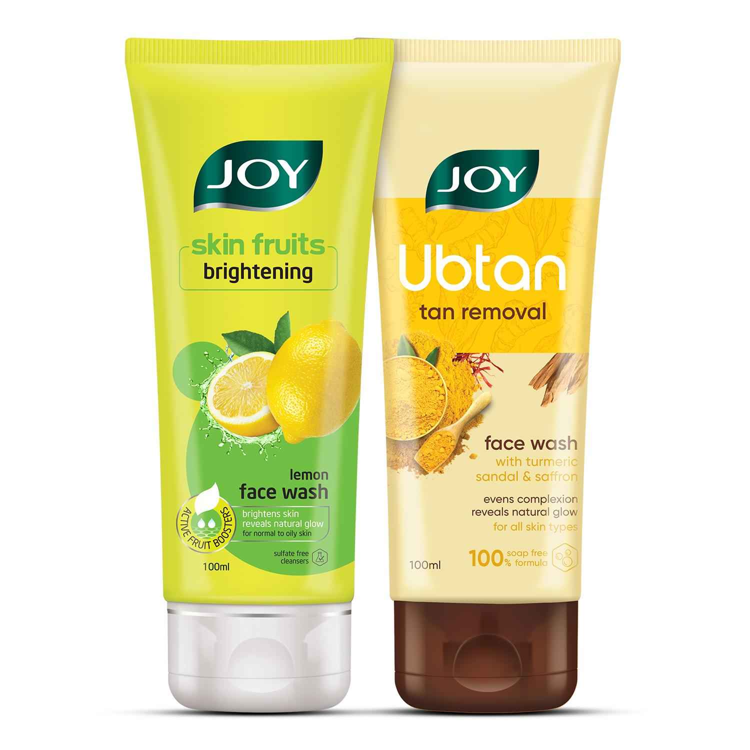Buy Joy Skin Fruits & Ubtan Face Wash Duo – Glow & Tan-Free Combo (100ml x 2) - Purplle