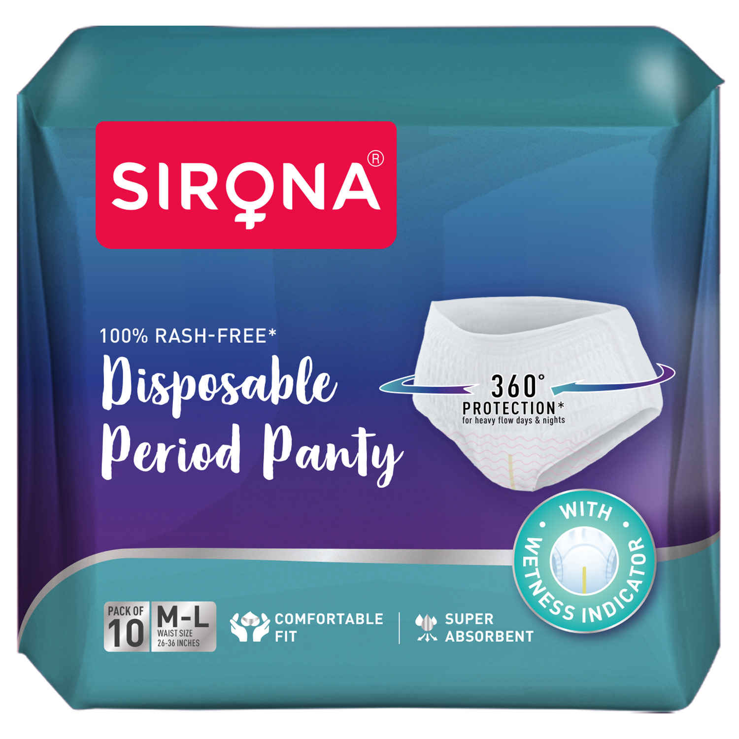Buy Sirona Disposable Period Panties for Women | M - L | 360° Sanitary Protection for Heavy Flow | Panty like Fit | Full back Coverage | No Leakage, No Rashes, No Discomfort | Maternity Panties with High Absorbency | Pack of 10 - Purplle