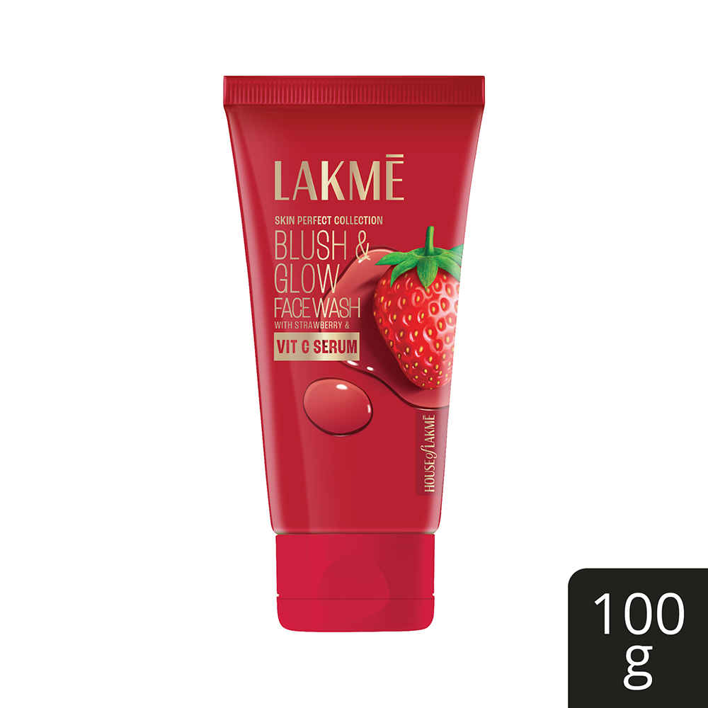 Buy Lakme Blush & Glow Hydrating Strawberry Facewash, with Vitamin C Serum, 100 gm - Purplle