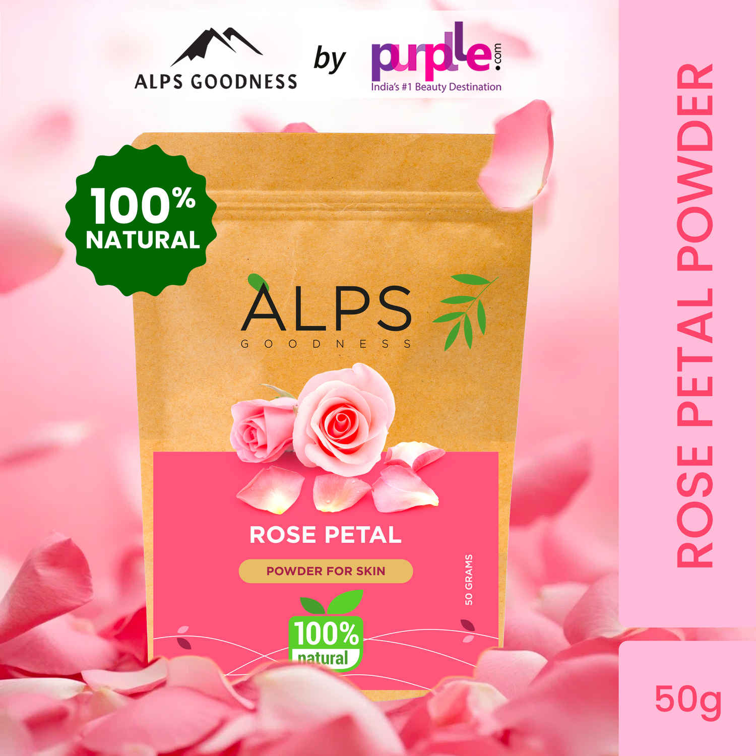 Buy Alps Goodness Powder - Rose Petal (50 gm) | Gulab Powder| 100% Natural Powder | No Chemicals, No Preservatives, No Pesticides| Hydrating Face Mask - Purplle
