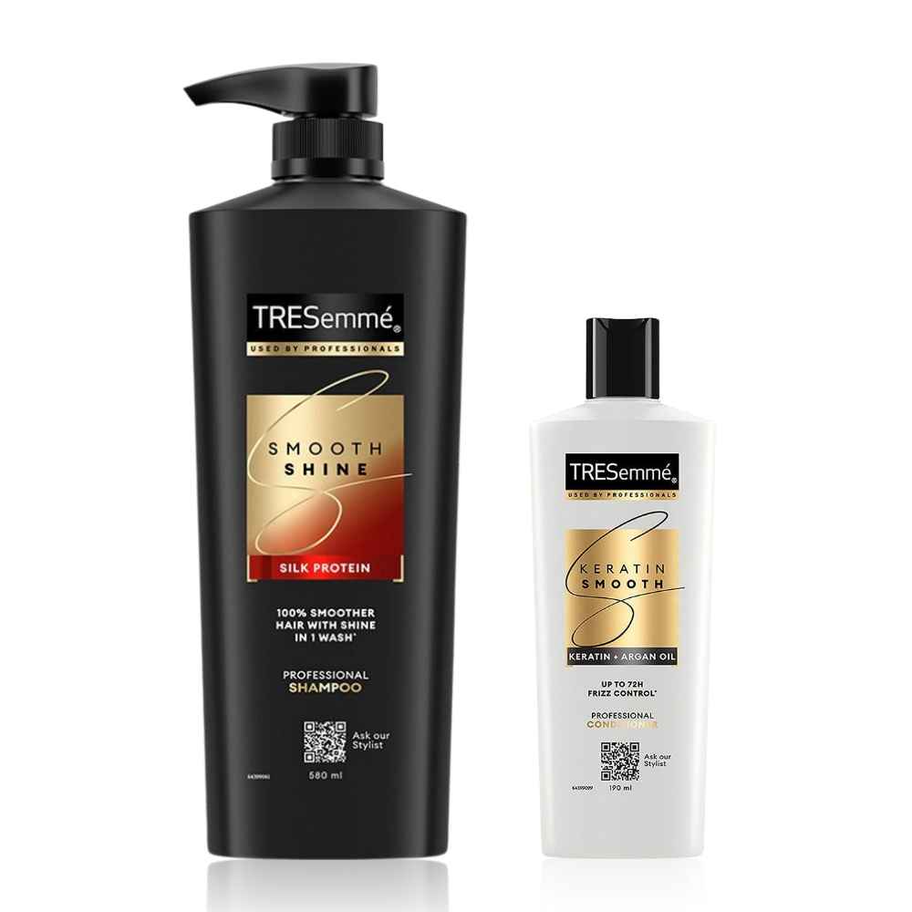 Buy TRESemme Smooth & Shine Duo (Shampoo 580 ml + Keratin Smooth Conditioner 190 ml) - Purplle