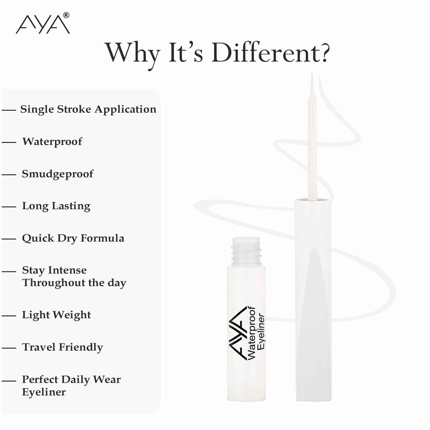 Buy AYA Waterproof Pop Eyeliner, Sugar white, 5 ml | Matte Finish | Long Lasting, Waterproof, Smudge Proof Eyeliner | Jojoba Oil, Castor Oil, Vitamin E, Chamomile Oil - Purplle