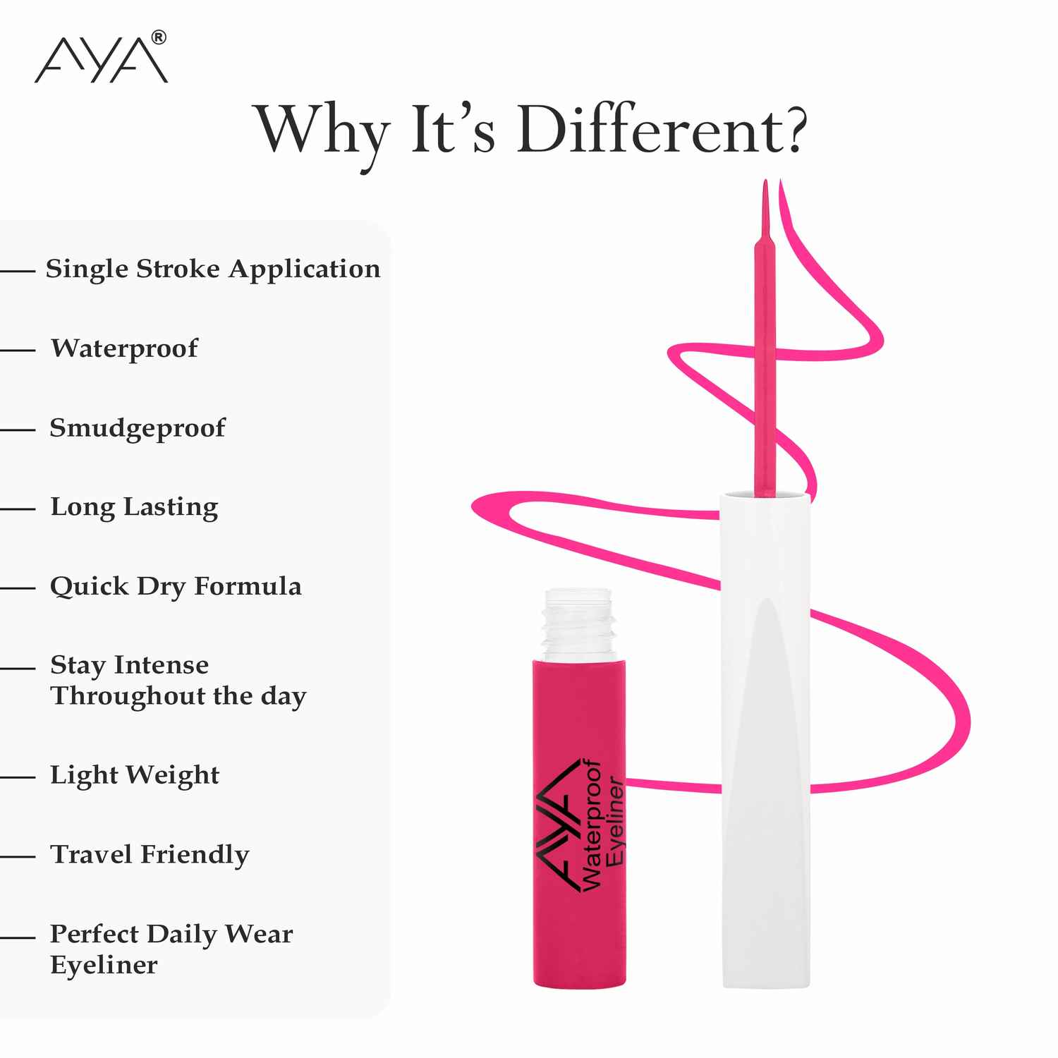 Buy AYA Waterproof Pop Eyeliner, Lotus Pink, 5 ml | Matte Finish | Long Lasting, Waterproof, Smudge Proof Eyeliner | Jojoba Oil, Castor Oil, Vitamin E, Chamomile Oil - Purplle