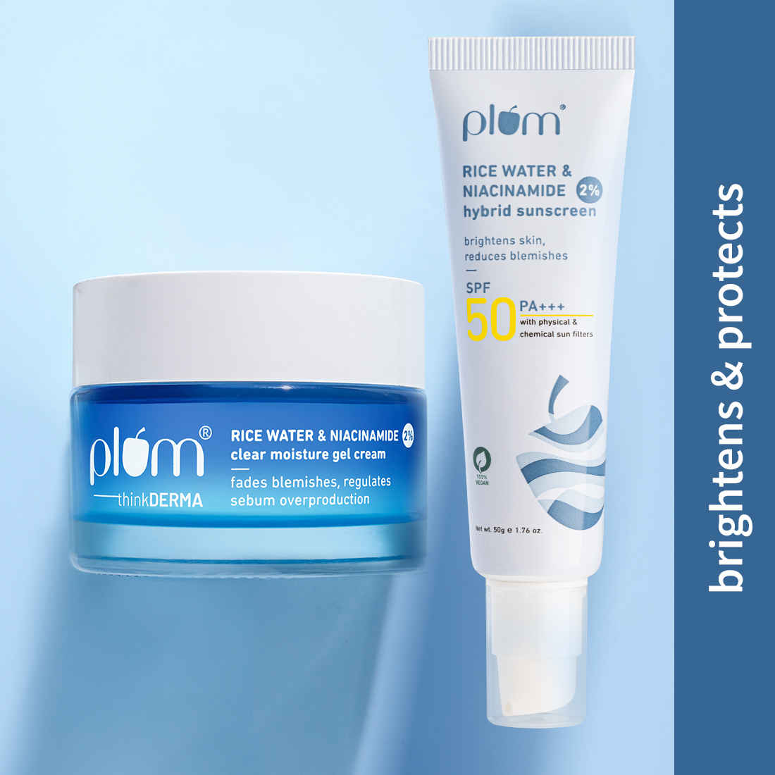 Buy Plum Moisturize and Protect duo (2% Nicinamide Moisturizer + Sunscreen 50 gm each) - Purplle