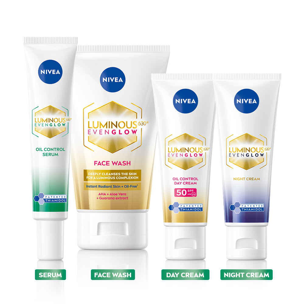 Buy NIVEA Luminous Serum + Face Wash + Day Cream + Night Cream Even Glow Regime Combo ( Combo of 4) - Purplle
